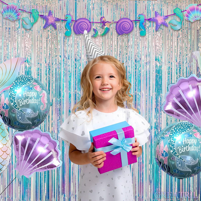 Iridescent Party Streamers Backdrop -  Neon Transparent Holographic Tinsel Foil Fringe Curtain for Mermaid/Frozen/Sea/Euphoria/ERAS Party Theme Decorations 3.2ft x 6.5ft 2 PCS