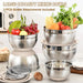 Mixing Bowls with Airtight Lids Set, 8PCS Stainless Steel Nesting Bowls with Grater Attachments, Non-Slip Bottoms, 5, 4,