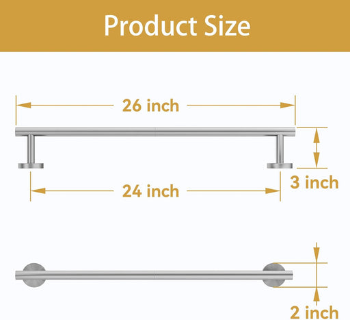 Brushed Nickel Towel Bar, 24 Inch Bathroom Towel Rack Modern Bathroom Decor