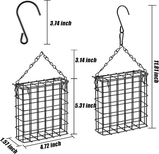 2Pcs Suet Bird Feeders, Outdoor Garden Cages for Outside Hanging