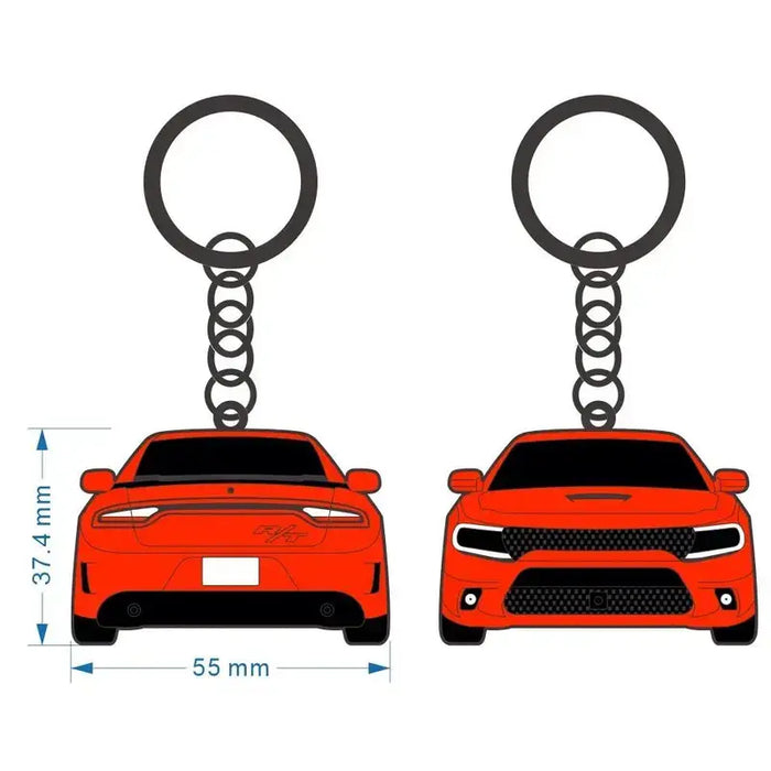 2-Sided Dodge Charger Keychain Key Ring - Automotive Car Exterior Decoration Accessory, Unique Gift for Car Enthusiasts
