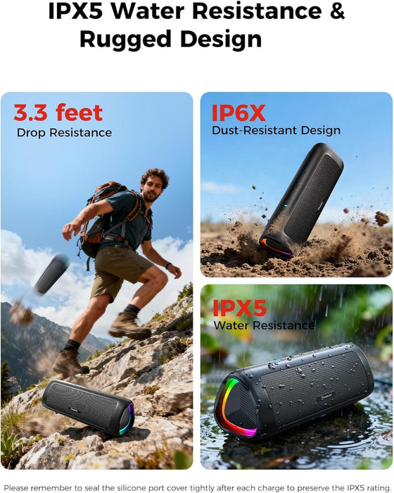Bluetooth Speaker, 20W HD Sound, Portable Wireless, IPX5 Waterproof, Up to 24H Playtime, TWS Pairing, for Home/Party/Out