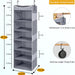6-Shelf Hanging Closet Organizer and Storage with Side Pockets, Collapsible Closet Hanging Shelves for Storage, Grey