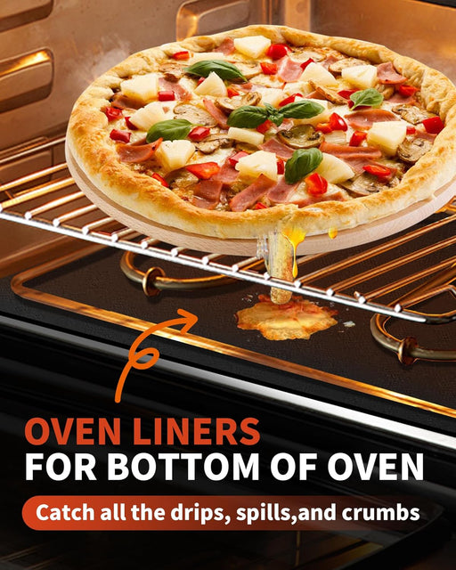 Oven Liners for Bottom of Oven - 2 Pack Large Heavy Duty Oven Mats, 17"x 25" Reusable Matt Liner for Electric, Gas, Toas