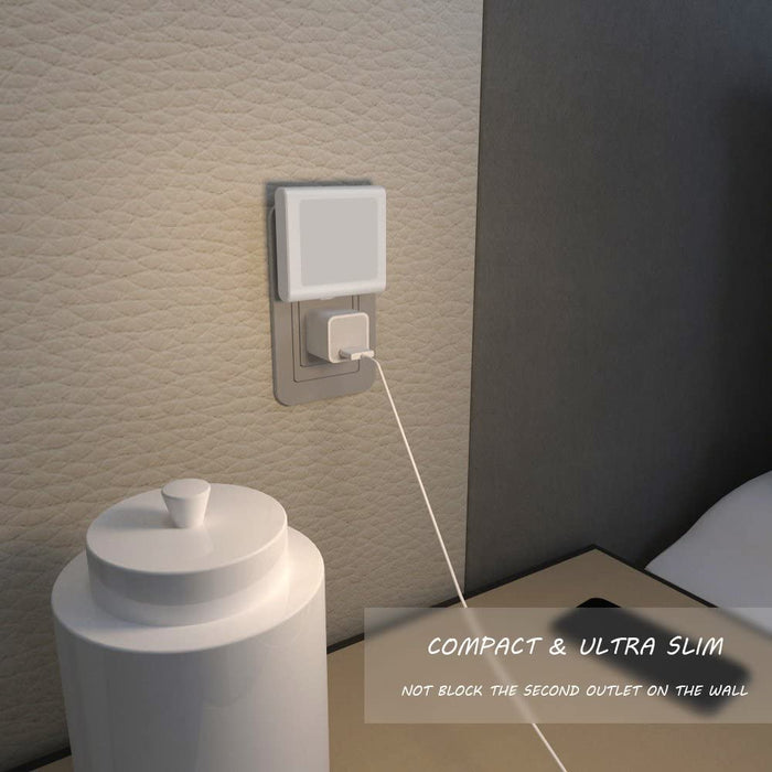 Plug in Dimmable Led Night Light with Auto Dusk to Dawn Sensor, Soft Warm White Nightlights for Hallway,Bedroom, Kids Room, Kitchen, Stairway, 4 Pack