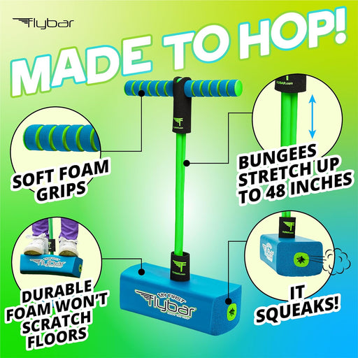 My First Foam Pogo Jumper for Kids Fun and Safe Pogo Stick, Durable Foam and Bungee Jumper for Ages 3 and up Toddler Toys, Supports up to 250lbs (Blue)