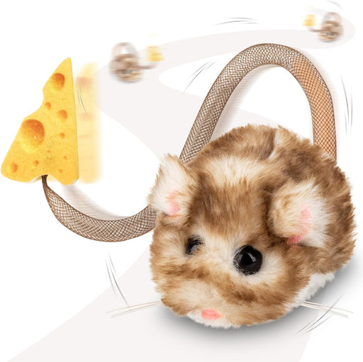 Interactive MigiMouse Cat Toy 360° Rolling & Spin with Mesh Plastic Tail for Indoor Cats Smart Motion Sensor, Realistic 