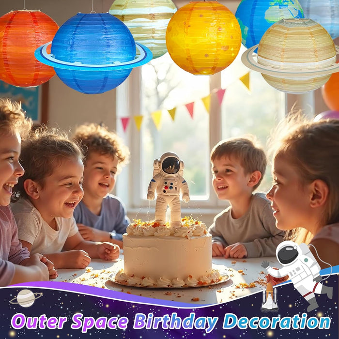 8pcs Planet Paper Lanterns, 12 Inch Outer Space Party Decorations