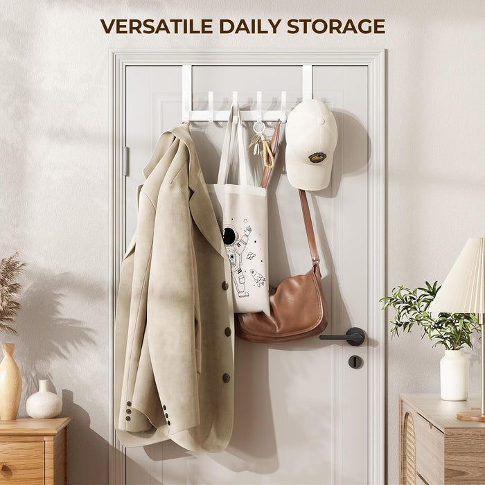 Over The Door Hooks, Door Hanger Hooks for Hanging, Over The Doors Towel Racks for Bathroom, Coat Rack Dorm Essentials (1Pack, White, Fit 1-3/4" Doors)