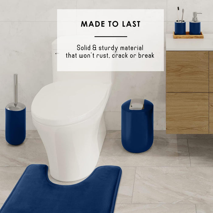 Bathroom Set - Navy Bathroom Accessories Set, 20PC Bathroom Accessory Set, Shower Curtain Set with Liner, Toothbrush Holder, Soap Dispenser, Soap Dish, Toilet Brush Holder, and Trash Can