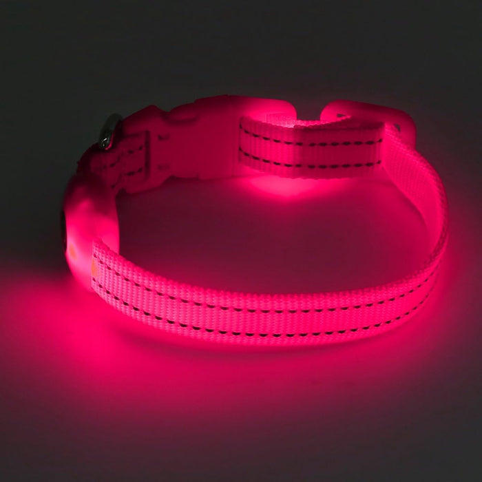Light Up Dog Collar for Small Dogs & Cats (Pink, XS)
