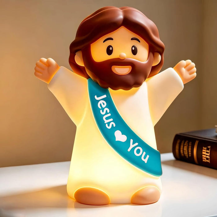 Jesus Night Light,Rechargeable Touch Silicone Bedside Jesus Lamp for kids
