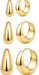 3 Pairs 14K Gold Hoop Earrings Set for Women Small Chunky Huggie