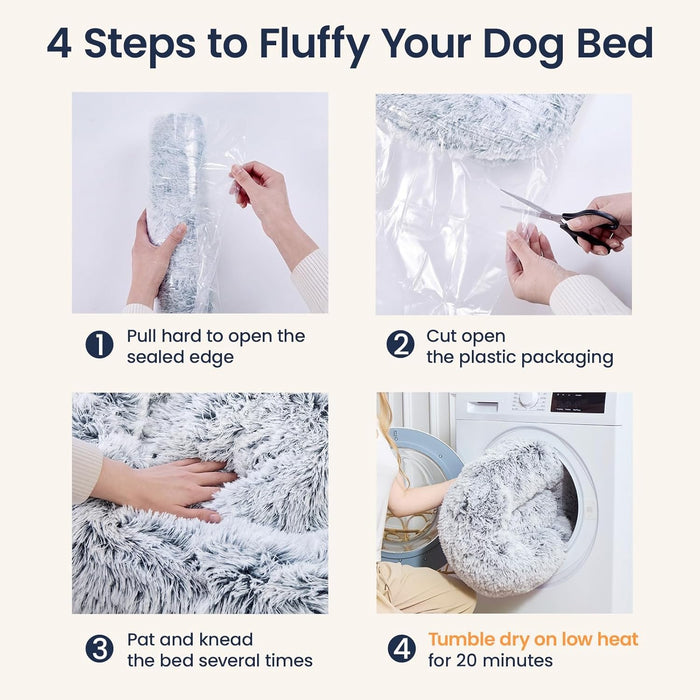 Small Dog Bed, Calming Dog Beds for Small Dogs & Indoor Cats - 20 Inches Donut Washable Cat Bed for Kittens & Puppies, Round Fluffy Plush Faux Fur Pet Beds(Smoke Grey)