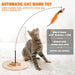 Interactive cat Toy, Automatic Cat Wand Toy with Stable Wooden Base, 2 PCS Detachable Cat Teaser, 5PCS Refills Replacement & Hanging Elastic String, Kitty Kitten Toys Feather Spring Bird Toy