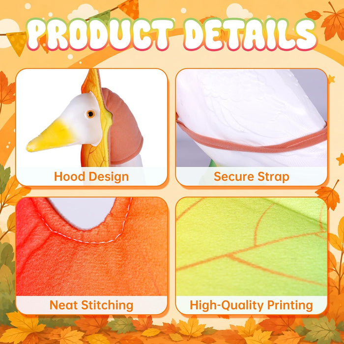 Fall Porch Goose Outfit Autumn Maple Leaf Goose Costumes Thanksgiving Lawn Goose Clothes Fit 23''H Plastic Cement Statue
