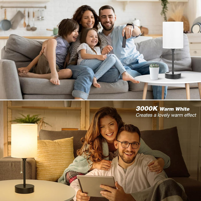 Bedside Table Lamp for Bedroom - Small Desk Lamp with USB Ports