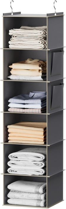 Hanging Closet Organizer and Storage, 6-Shelf, Grey