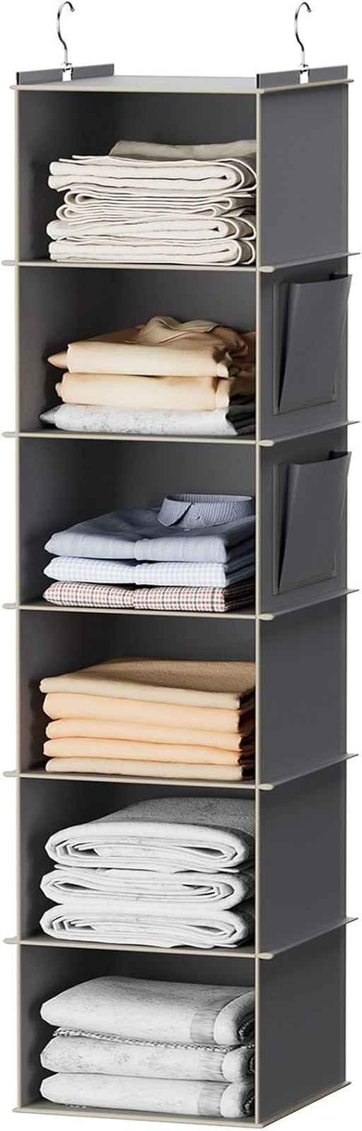 Hanging Closet Organizer and Storage, 6-Shelf, Grey