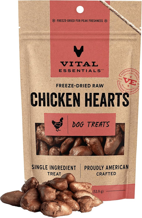Freeze Dried Raw Chicken Hearts Dog Treats, 1.9 oz Bag