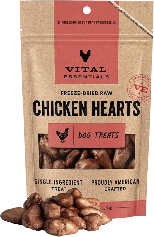 Freeze Dried Raw Chicken Hearts Dog Treats, 1.9 oz Bag