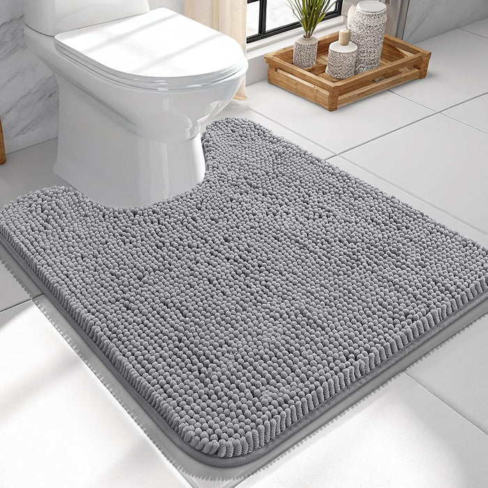 Bathroom Rugs 30X20, Extra Soft Absorbent Chenille Bath Rugs, Rubber Backing Quick Dry, Machine Washable Bath Mats for Bathroom Floor, Tub and Shower, Home Decor Accessories, Grey