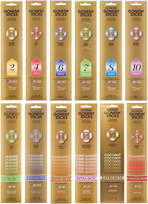 Incense Sticks, 12 Variety, 20 Sticks