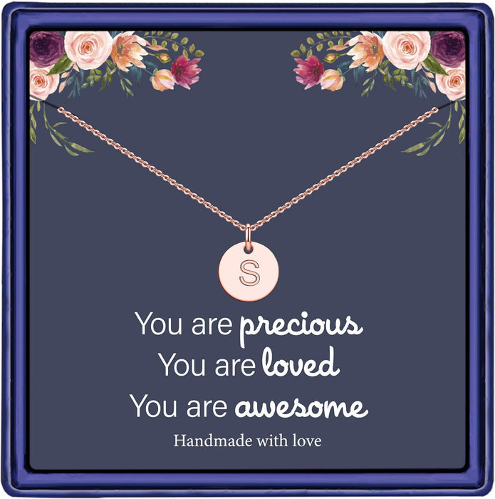 Disc Initial Necklaces for Girls Jewelry - Birthday Gifts for Girls