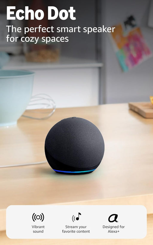 Echo Dot (newest model) - Vibrant sounding speaker, Designed for Alexa+, Great for bedrooms, dining rooms and offices, C