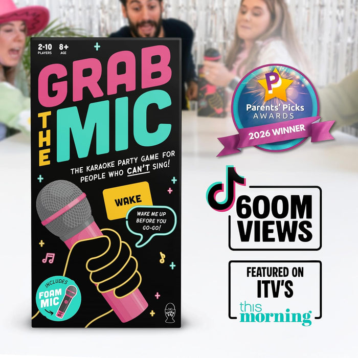 Grab The Mic - Award Winning Karaoke Party Game for Bad Singers w Foam Mic