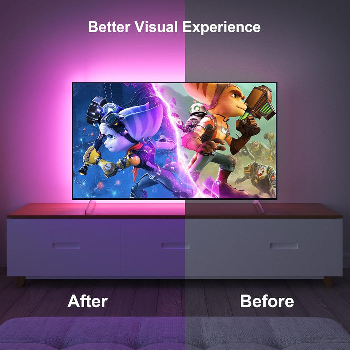 LED Lights for TV, 16.4 ft TV LED Backlight for 55-75 Inch, RGB LED Strip Lights Behind TV with APP Remote Control, Musi