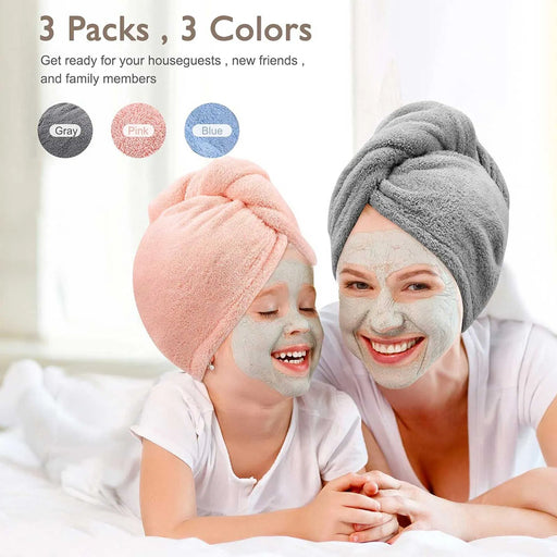 Three-Pack Microfiber Hair Towel Wraps