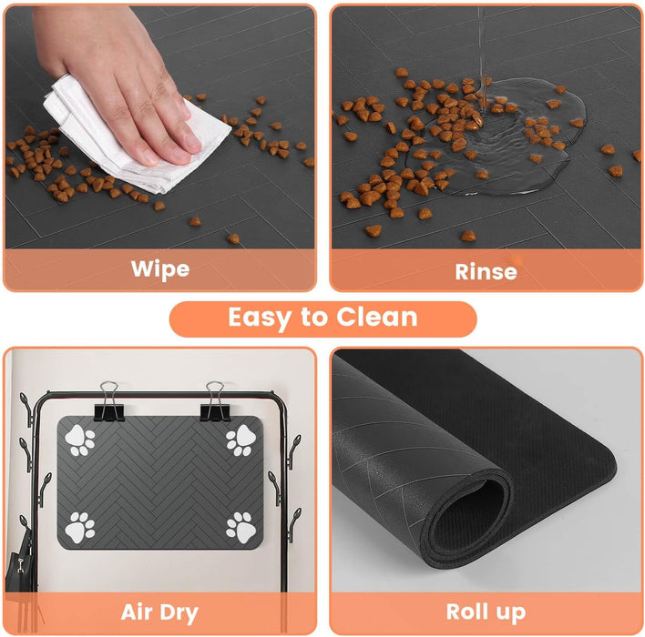 Pet Feeding Mat-Absorbent Pet Placemat for Food and Water Bowl, with Waterproof Rubber Backing, Quick Dry Water Dispense