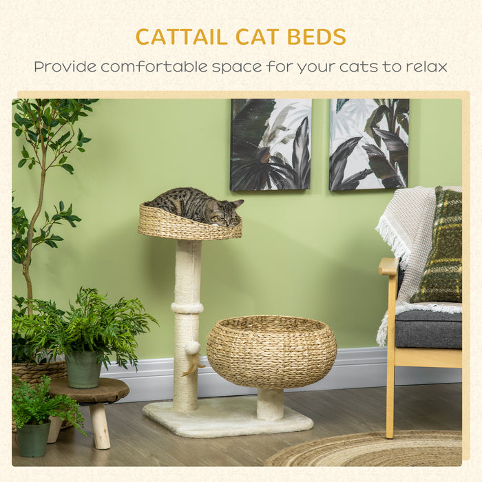 Elevated Cat Bed with Sisal Scratching Post