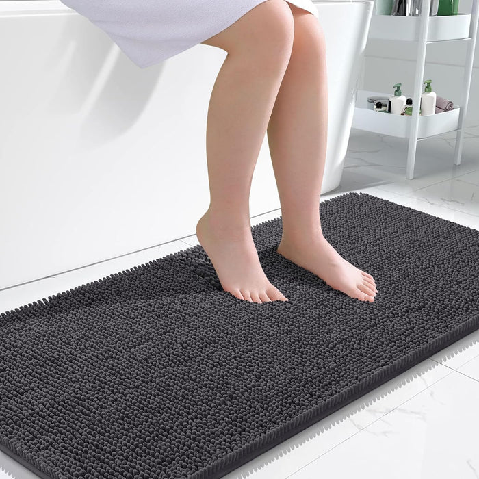 Bathroom Rugs 30X20, Extra Soft Absorbent Chenille Bath Rugs, Rubber Backing Quick Dry, Machine Washable Bath Mats for Bathroom Floor, Tub and Shower, Home Decor Accessories, Grey