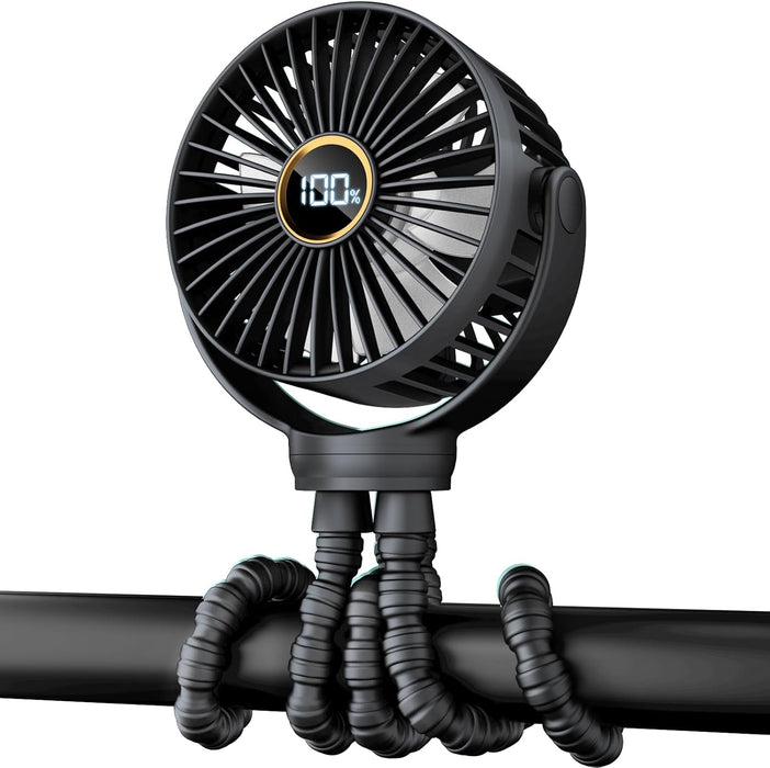 Portable Stroller Mini Fan, Small Rechargeable Personal Fan, Baby Travel Essentials for Wagon, Car Seat, Treadmill, Batt