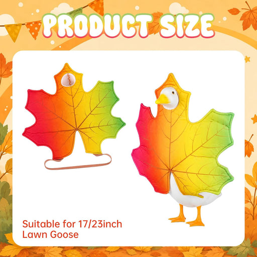 Fall Porch Goose Outfit Autumn Maple Leaf Goose Costumes Thanksgiving Lawn Goose Clothes Fit 23''H Plastic Cement Statue