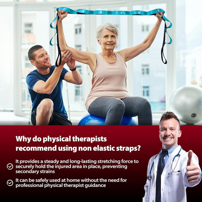 Stretching Strap with Loops for Physical Therapy,Knee,Calf,Back