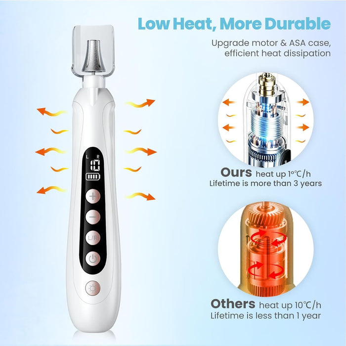 Electric Nail File, Cordless Toe Nail Grinder for Thick Toenails & Callus, Rechargeable Nail Drill for Manicure and Pedicure with LCD & Lamp, Gifts for Women Men Seniors