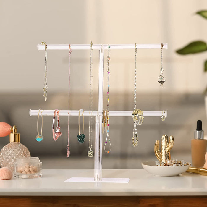 Acrylic Jewelry Stand, 2-Tier Necklace Holder, Jewelry Display Holder