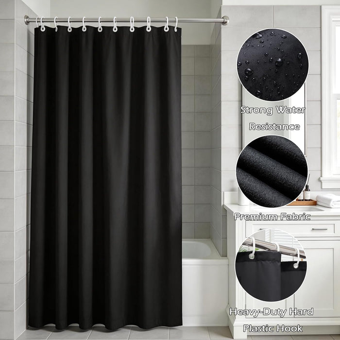 Black Bathroom Accessories Set, 10Pcs Bathroom Accessory Sets Complete with Trash Can, Shower Curtain, Vanity Tray, Soap