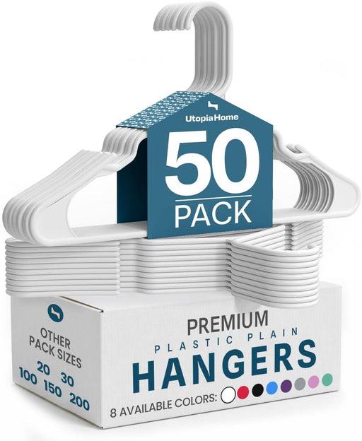 Plastic Hangers 50 Pack – Space Saving Clothes Hanger White