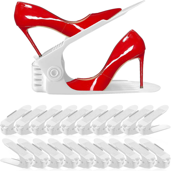 Shoe Slots Organizer 20Pack,Shoe Stacker,Cloest Space Saver 50%,White