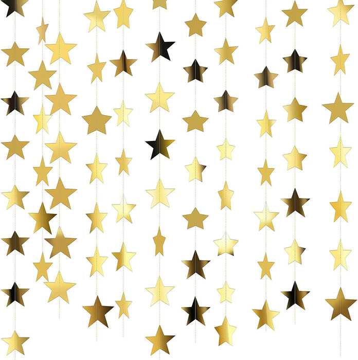 130 ft Star Garland Banner Decor, Gold