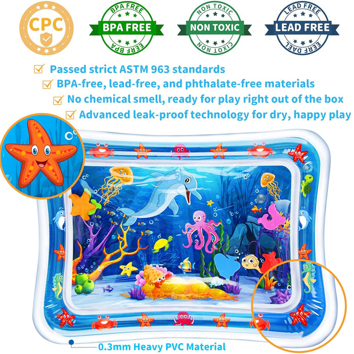 Tummy Time Water Mat丨Inflatable Tummy Time Water Play Mat for Babies, Infants and Toddlers 3 to 24 Months Promote Develo