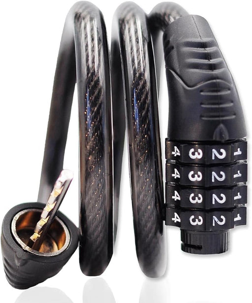 4-Digit Resettable Combination Cable Lock, 32-Inch Bike Lock