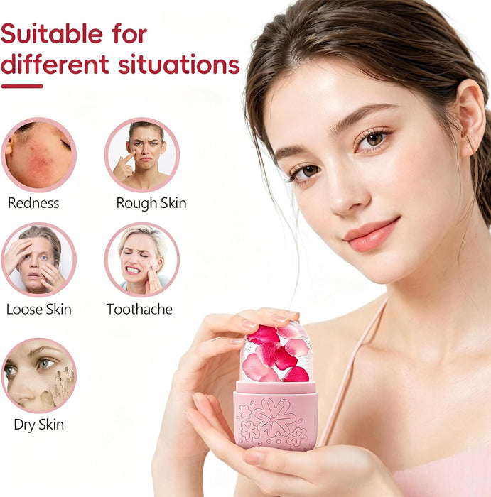 Skincare Tools Set with Face Cleansing Brush, Ice Face Roller & Gua Sha Set