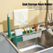 Telescopic Sink Storage Rack Holder, Adjustable Large Capacity Sink Storage Rack, PP Length Freely Drain Rack, Expandable Sink Organizer for Home Kitchen Sink, Easy Installation(Green)