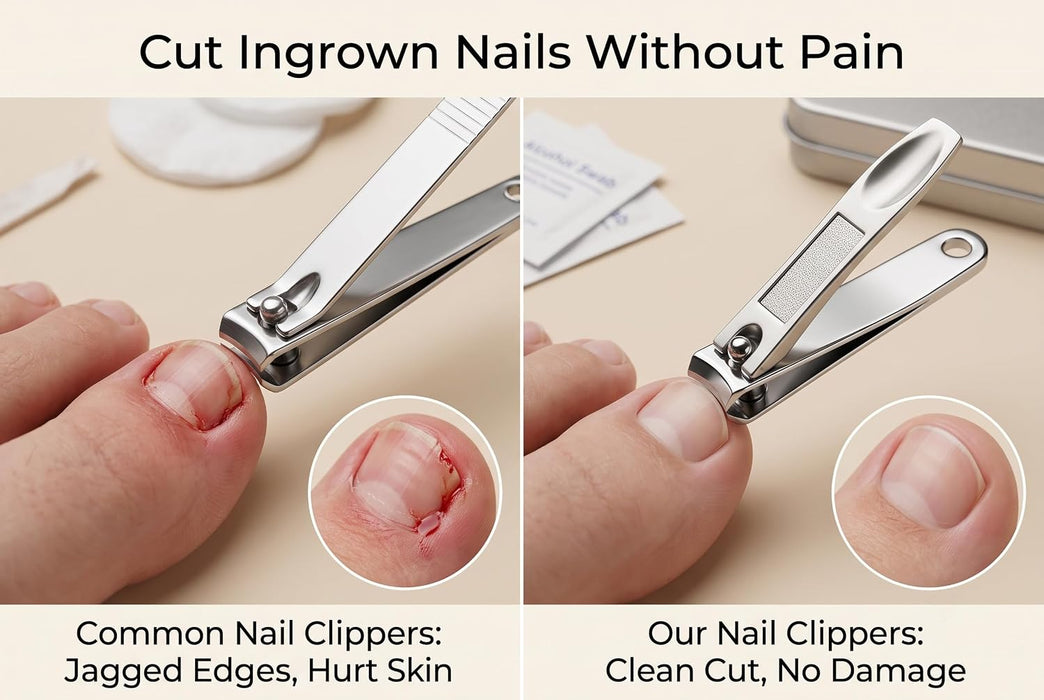 10 in 3 Nail Clippers Set with Brown Leather Manicure Case