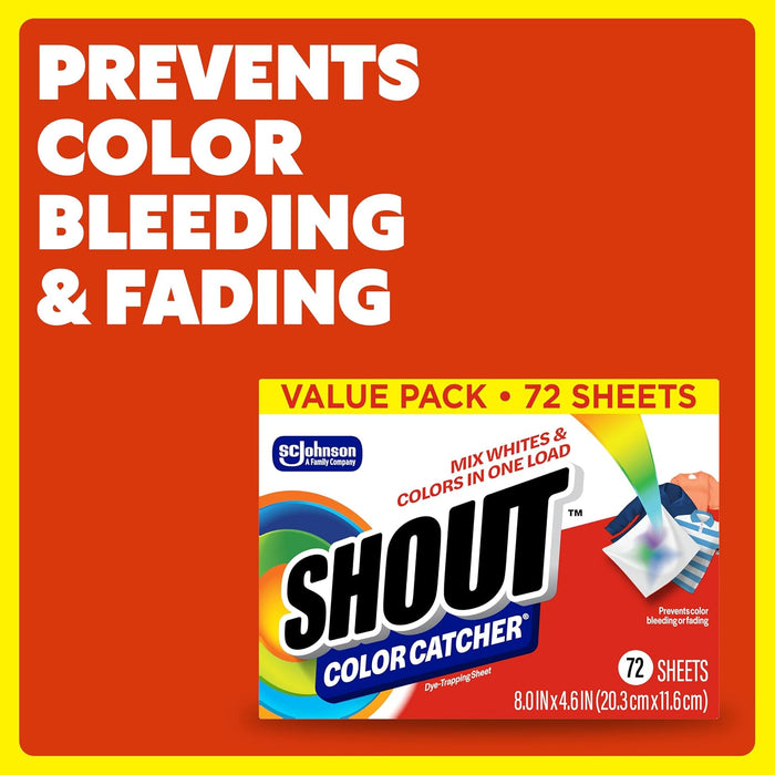 Shout Color Catcher Dye-Trapping Laundry Sheets, 72 Count, (1-Pack)